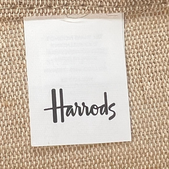 Harrods London Natural Jute Cotton Spacious Tote Book Bag - Picture 4 of 7